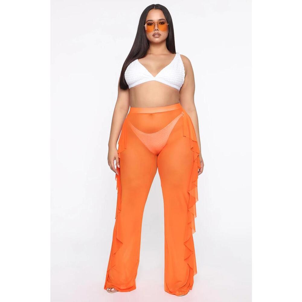 Sunshine See Through Cover Up Pant - Orange